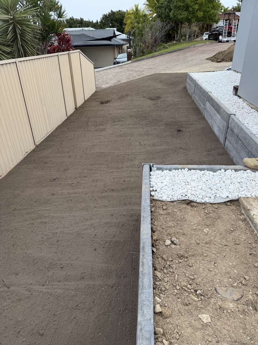 The finished graded area, level and clean